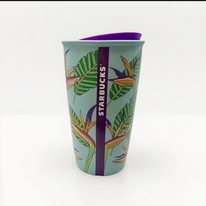 2017 Starbucks Hawaii Birds of Paradise 12oz Ceramic Travel Tumbler Blue Pink